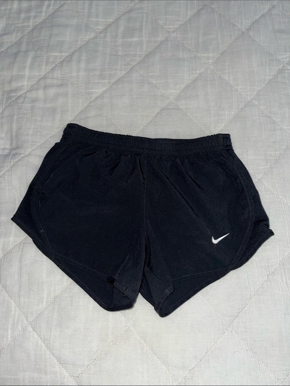 Nike girls Black Athletic Shorts with White Swoosh